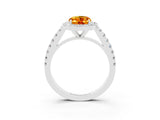 White gold Oval Cut Halo Diamond Ring with Pavé Band and Three-Prong Setting_15