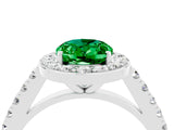 White gold Oval Cut Halo Diamond Ring with Pavé Band and Three-Prong Setting_16