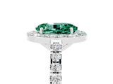 White gold Oval Cut Halo Diamond Ring with Pavé Band and Three-Prong Setting_17