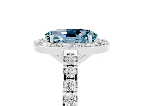 White gold Oval Cut Halo Diamond Ring with Pavé Band and Three-Prong Setting_17