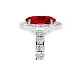 White gold Oval Cut Halo Diamond Ring with Pavé Band and Three-Prong Setting_17