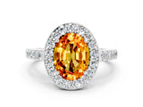 White gold Oval Cut Halo Diamond Ring with Pavé Band and Three-Prong Setting_22