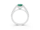 White gold Oval Cut Halo Diamond Ring with Pavé Band and Three-Prong Setting_27