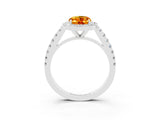 White gold Oval Cut Halo Diamond Ring with Pavé Band and Three-Prong Setting_27