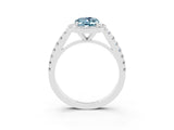 White gold Oval Cut Halo Diamond Ring with Pavé Band and Three-Prong Setting_27