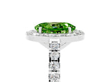 White gold Oval Cut Halo Diamond Ring with Pavé Band and Three-Prong Setting_5