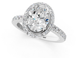 White gold Oval Cut Halo Diamond Ring with Pave Band and Four-Prong Setting_50