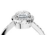 White gold Oval Cut Halo Diamond Ring with Pave Band and Four-Prong Setting_53
