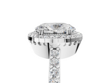 White gold Oval Cut Halo Diamond Ring with Pave Band and Four-Prong Setting_54