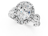 White gold Oval Cut Halo Diamond Ring with Scrollwork Band and Four-Prong Setting_58