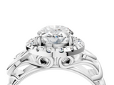 White gold Oval Cut Halo Diamond Ring with Scrollwork Band and Four-Prong Setting_61