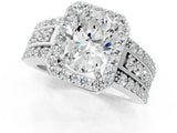 18K White Gold 4.50 Carat F VVS2 Oval Halo Diamond Ring with Round  Split Shank and Prong Setting