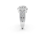 18K White Gold 4.50 Carat F VVS2 Oval Halo Diamond Ring with Round  Split Shank and Prong Setting