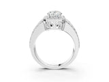 18K White Gold 4.50 Carat F VVS2 Oval Halo Diamond Ring with Round  Split Shank and Prong Setting