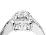 18K White Gold 4.50 Carat F VVS2 Oval Halo Diamond Ring with Round  Split Shank and Prong Setting