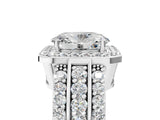 18K White Gold 4.50 Carat F VVS2 Oval Halo Diamond Ring with Round  Split Shank and Prong Setting