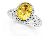 White gold Oval Cut Halo Diamond Solitaire with Filigree Band and Four-Prong Setting_1