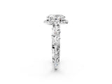 White gold Oval Cut Halo Diamond Solitaire with Filigree Band and Four-Prong Setting_21