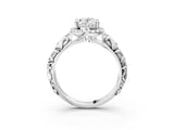 White gold Oval Cut Halo Diamond Solitaire with Filigree Band and Four-Prong Setting_22