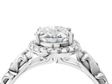 White gold Oval Cut Halo Diamond Solitaire with Filigree Band and Four-Prong Setting_23