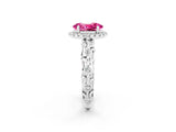 White gold Oval Cut Halo Diamond Solitaire with Filigree Band and Four-Prong Setting_2