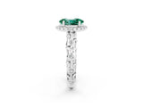White gold Oval Cut Halo Diamond Solitaire with Filigree Band and Four-Prong Setting_2