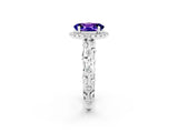 White gold Oval Cut Halo Diamond Solitaire with Filigree Band and Four-Prong Setting_2