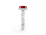 White gold Oval Cut Halo Diamond Solitaire with Filigree Band and Four-Prong Setting_2
