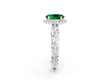 White gold Oval Cut Halo Diamond Solitaire with Filigree Band and Four-Prong Setting_2