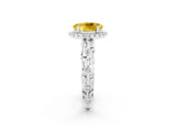 White gold Oval Cut Halo Diamond Solitaire with Filigree Band and Four-Prong Setting_2