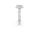 White gold Oval Cut Halo Diamond Solitaire with Filigree Band and Four-Prong Setting_2