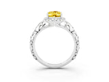 White gold Oval Cut Halo Diamond Solitaire with Filigree Band and Four-Prong Setting_3