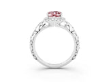 White gold Oval Cut Halo Diamond Solitaire with Filigree Band and Four-Prong Setting_3