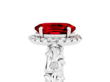 White gold Oval Cut Halo Diamond Solitaire with Filigree Band and Four-Prong Setting_5
