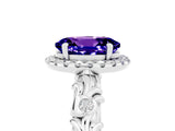 White gold Oval Cut Halo Diamond Solitaire with Filigree Band and Four-Prong Setting_5