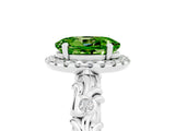 White gold Oval Cut Halo Diamond Solitaire with Filigree Band and Four-Prong Setting_5