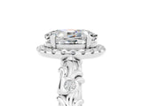 White gold Oval Cut Halo Diamond Solitaire with Filigree Band and Four-Prong Setting_5