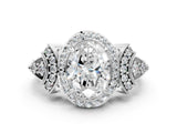 White gold Oval Cut Halo Diamond Split Shank Engagement Ring with Four-Prong Setting_122
