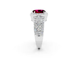 White gold Oval Cut Halo Garnet Ring with Split Shank and Four-Prong Setting_2