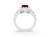 White gold Oval Cut Halo Garnet Ring with Split Shank and Four-Prong Setting_3