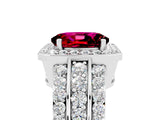White gold Oval Cut Halo Garnet Ring with Split Shank and Four-Prong Setting_5