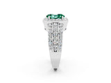 White gold Oval Cut Halo Green Sapphire Ring with Split Shank and Four-Prong Setting_2