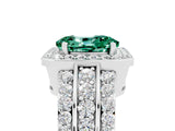 White gold Oval Cut Halo Green Sapphire Ring with Split Shank and Four-Prong Setting_5