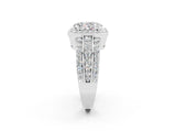 White gold Oval Cut Halo Moissanite Ring with Split Shank and Four-Prong Setting_2
