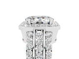 White gold Oval Cut Halo Moissanite Ring with Split Shank and Four-Prong Setting_5