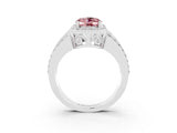 White gold Oval Cut Halo Morganite Ring with Split Shank and Four-Prong Setting_3
