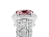 White gold Oval Cut Halo Morganite Ring with Split Shank and Four-Prong Setting_5