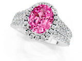 White gold Oval Cut Halo Pavé Diamond Engagement Ring with Split Shank and Four-Prong Setting_1