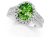 White gold Oval Cut Halo Pavé Diamond Engagement Ring with Split Shank and Four-Prong Setting_1