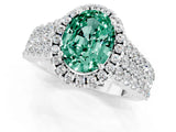 White gold Oval Cut Halo Pavé Diamond Engagement Ring with Split Shank and Four-Prong Setting_1